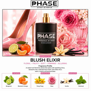 BLUSH Elixir Perfume By Phase Fragrances  Extrait De Parfum for Women - 24+ Hour Long-Lasting, 30-40% Oil Floral Woody Citrus Patchouli Womens Scent Profile