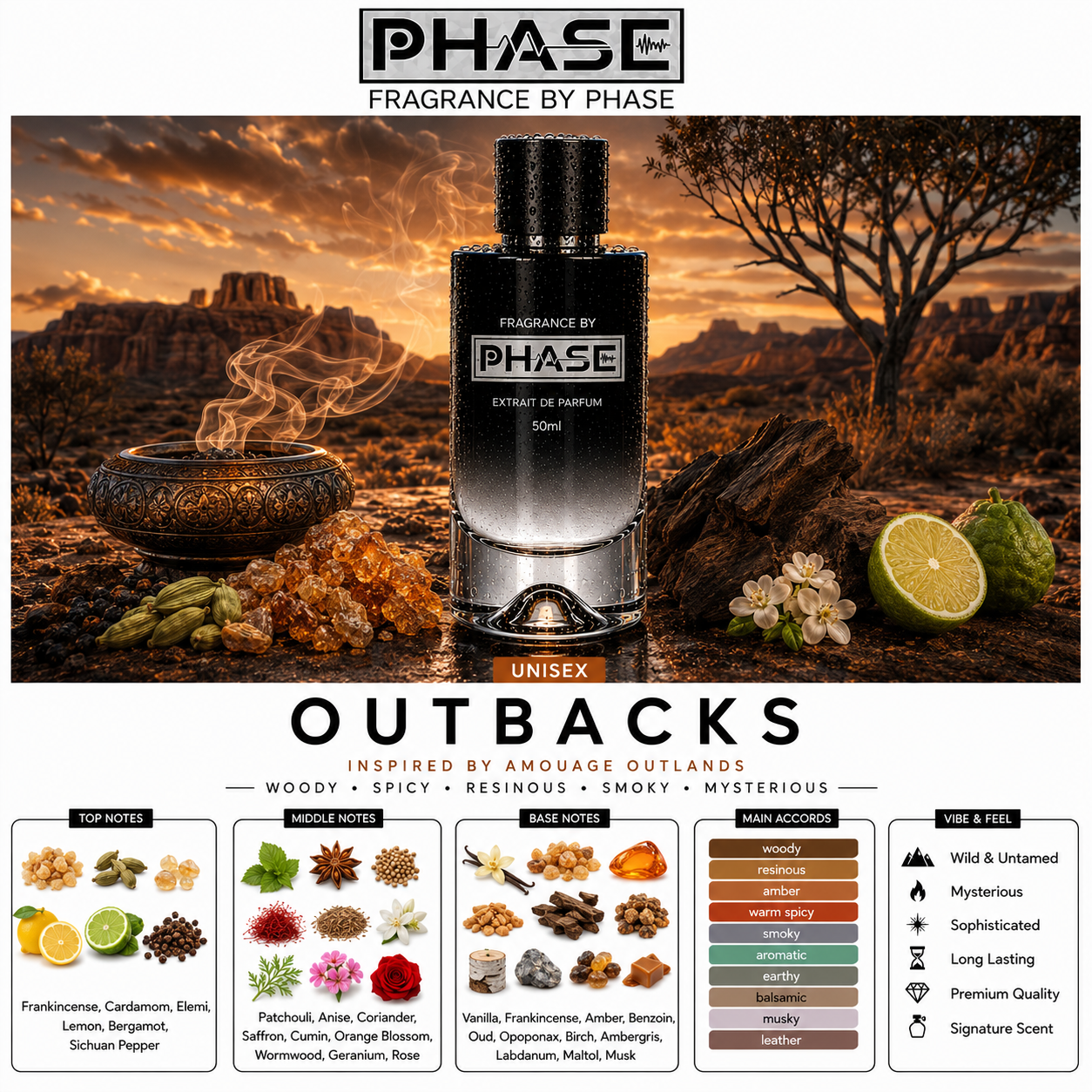 Outlands by Phase Fragrances. Inspired by Amouage Outlands - a STRONG Extrait De Parfum