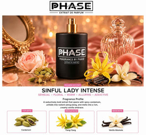 Sinful Lady INTENSE By Phase Fragrances  Extrait De Parfum for Women - 24+ Hour Long-Lasting, 30-40% Oil Vanilla Floral Sweet Warm Spicy Womens Scent Profile