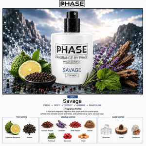 Savage Extrait De Parfum Mens Fresh Spicy Perfume by Phase Fragrances  Fresh Spicy Woody Fragrance Long Lasting Premium Edition Aftershave Spray