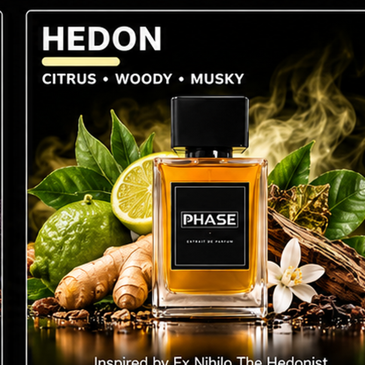 Hedon bergamot, ginger and woody unisex Extrait de Parfum by Phase Fragrances