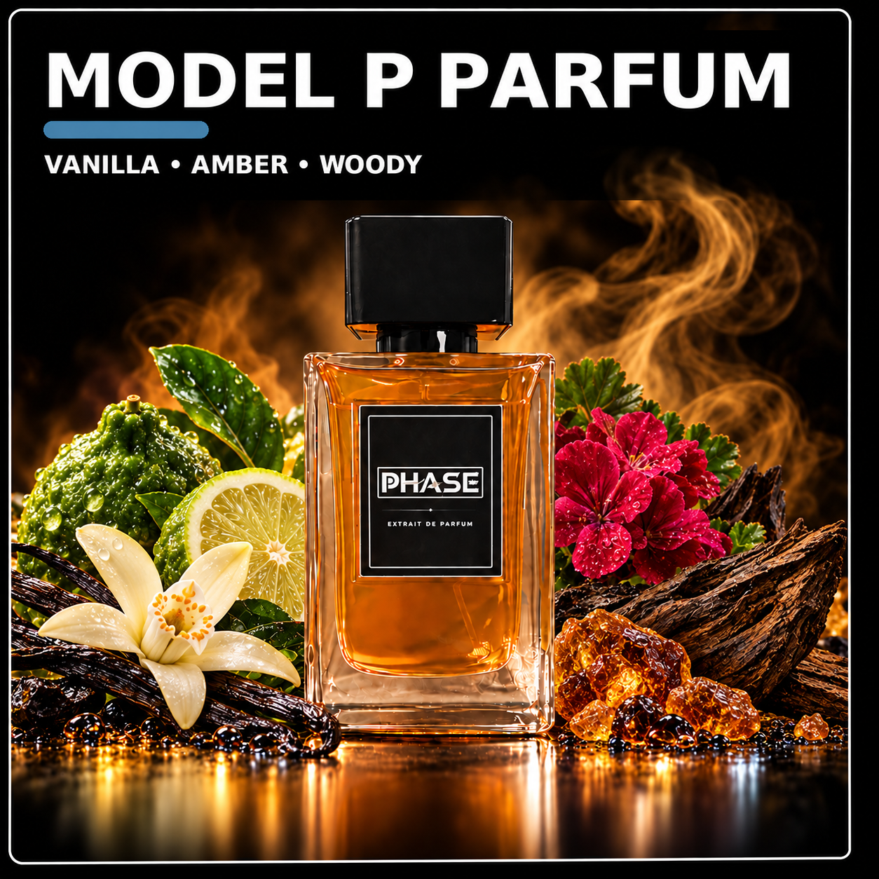 Model P Parfum by Phase Fragrances – vanilla • amber • woody perfume