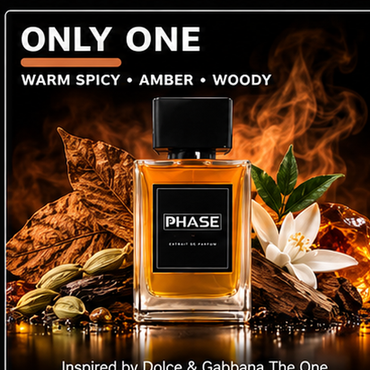 Only One tobacco, amber and spicy men's Extrait de Parfum by Phase Fragrances