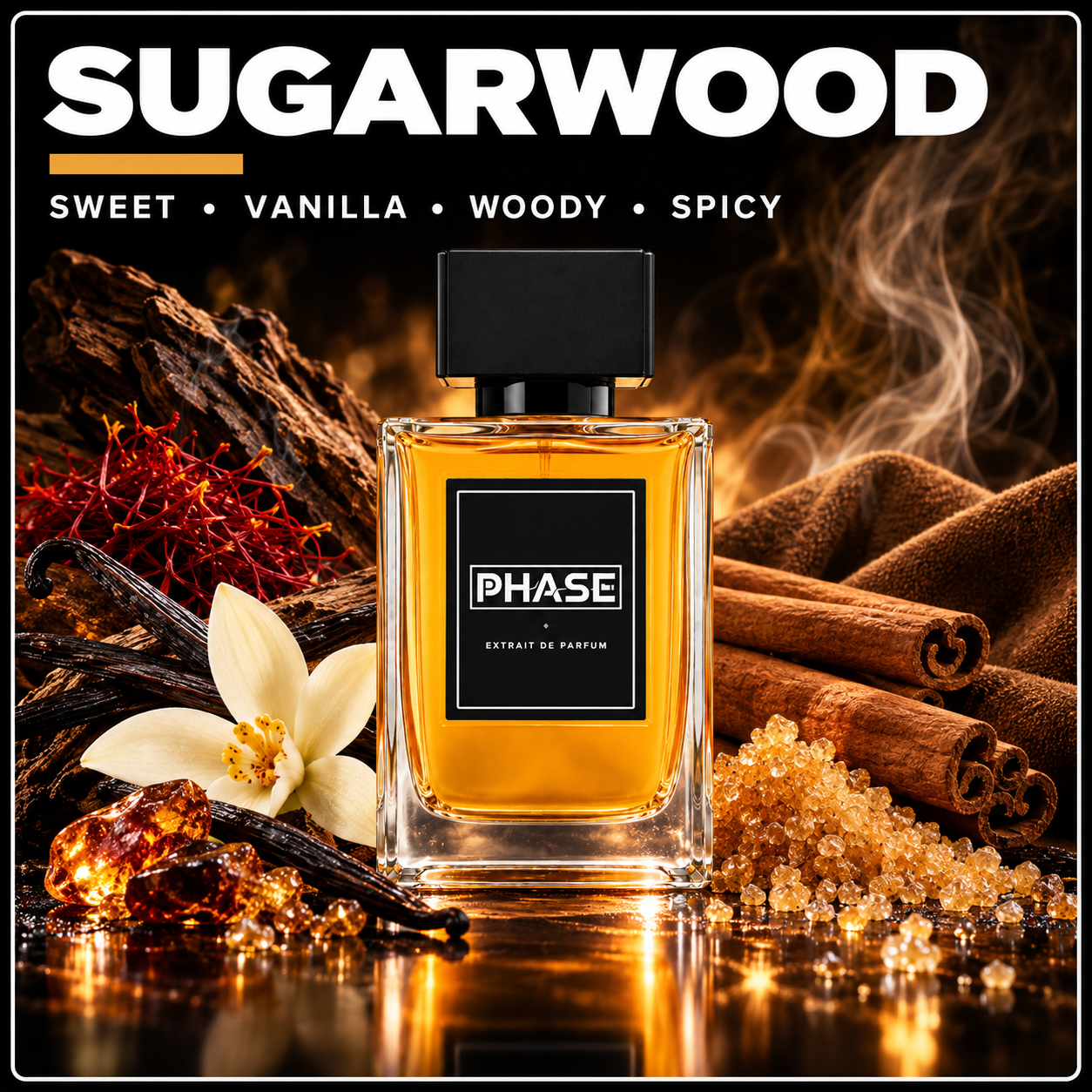 Sugarwood by Phase Fragrances - sweet vanilla woody spicy unisex Extrait de Parfum
