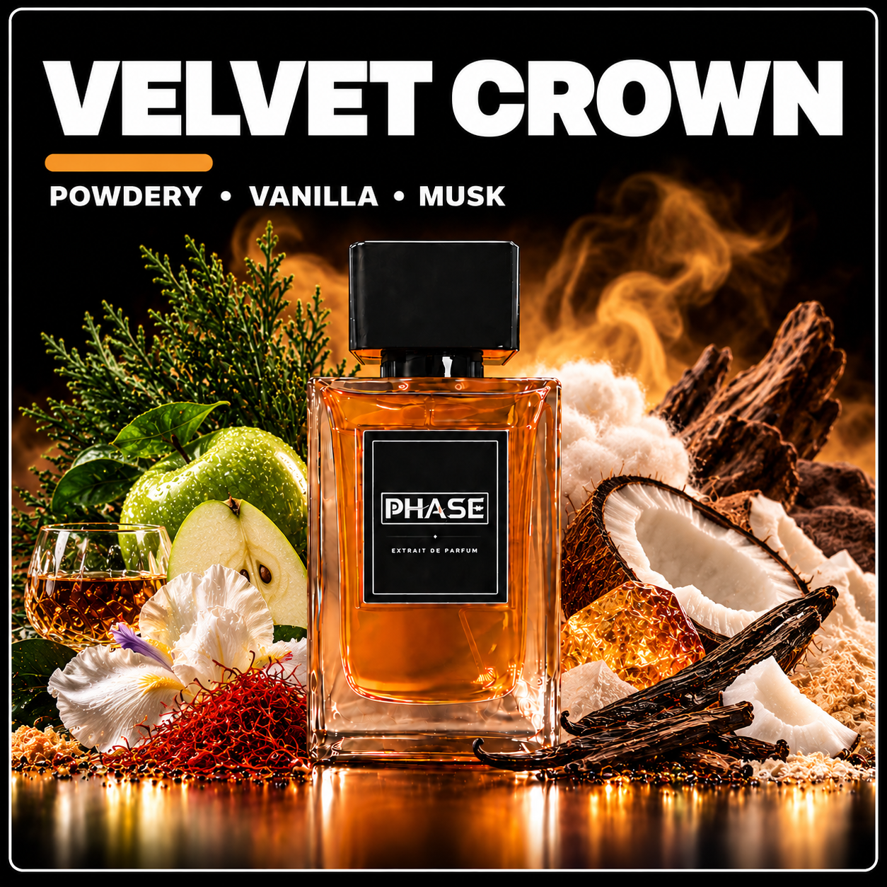 Velvet Crown by Phase Fragrances - powdery vanilla musk unisex Extrait de Parfum